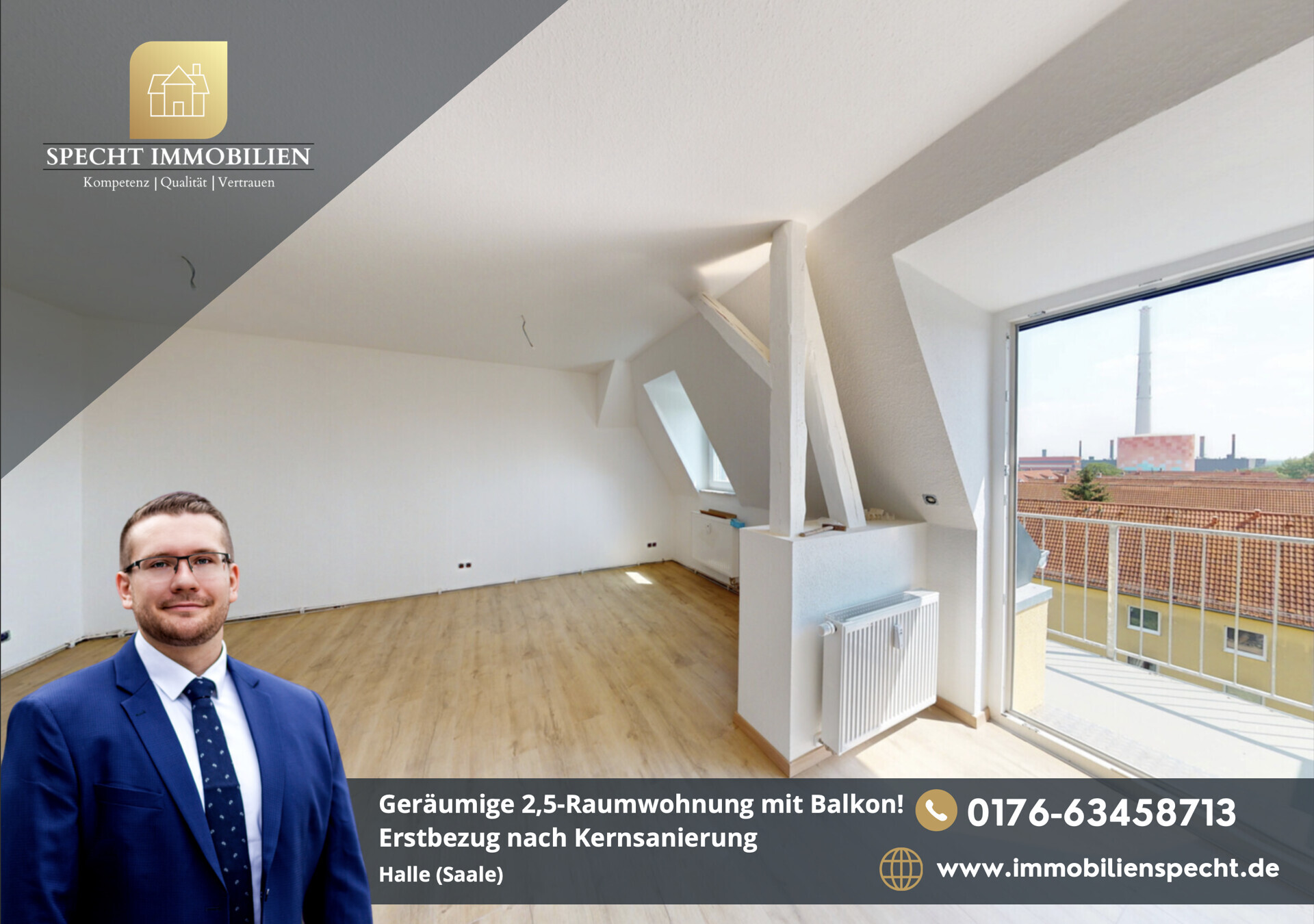 Geräumige 2,5-Raumwohnung mit Balkon! Erstbezug nach Kernsanierung